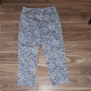 🔥Talbots, Blue Paisley Print Capri Ankle Pants